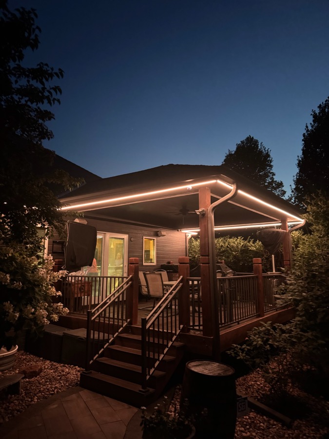 Porch and entry accent lighting at night
